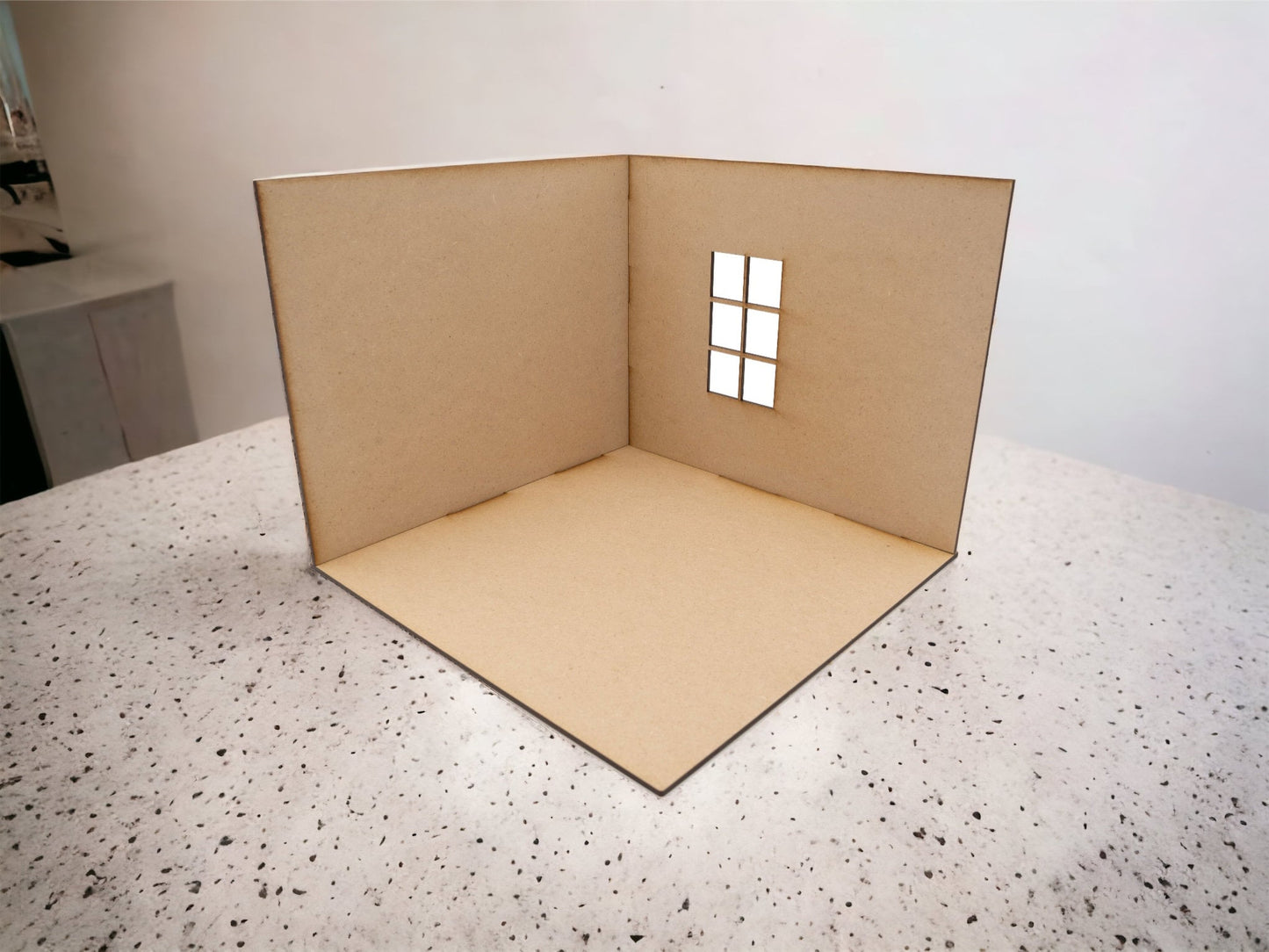 2 sided Room-box w/Window| Dollhouse Miniature Roombox | Room Box | 1:12 Scale Miniature| Dollhouose Kit | Corner Roombox Kit MDF