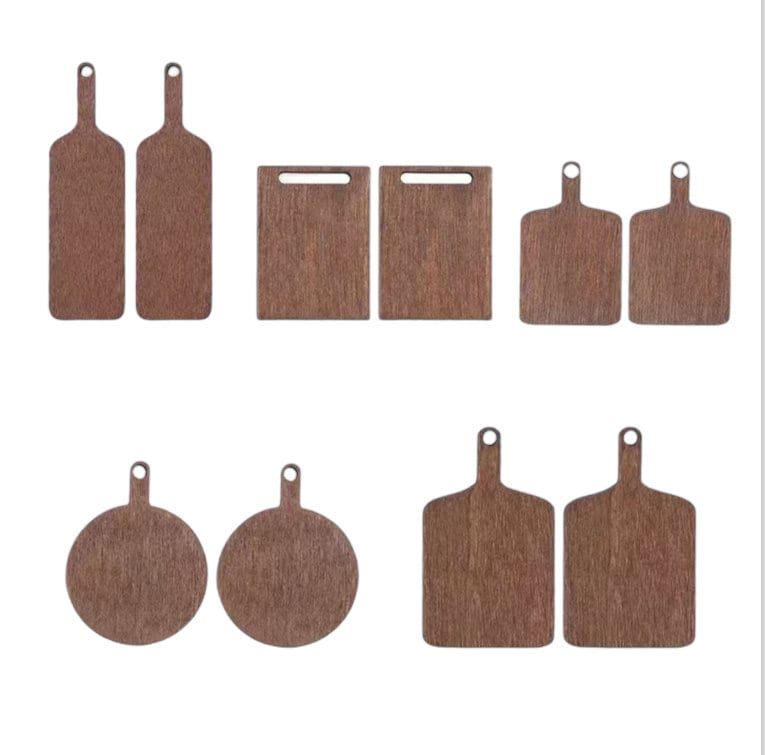 1:12 Scale Charcuterie boards/Miniature Cutting Boards/Miniature wood candle holders/Miniature wood vanity tray/Kitchen boards/Cute shapes