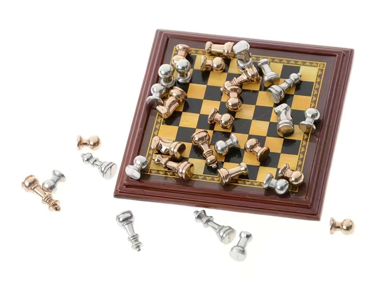 1:12 scale miniature Chess set. Antiqued Miniature Chess set/ all pieces included chess set/ miniature set games
