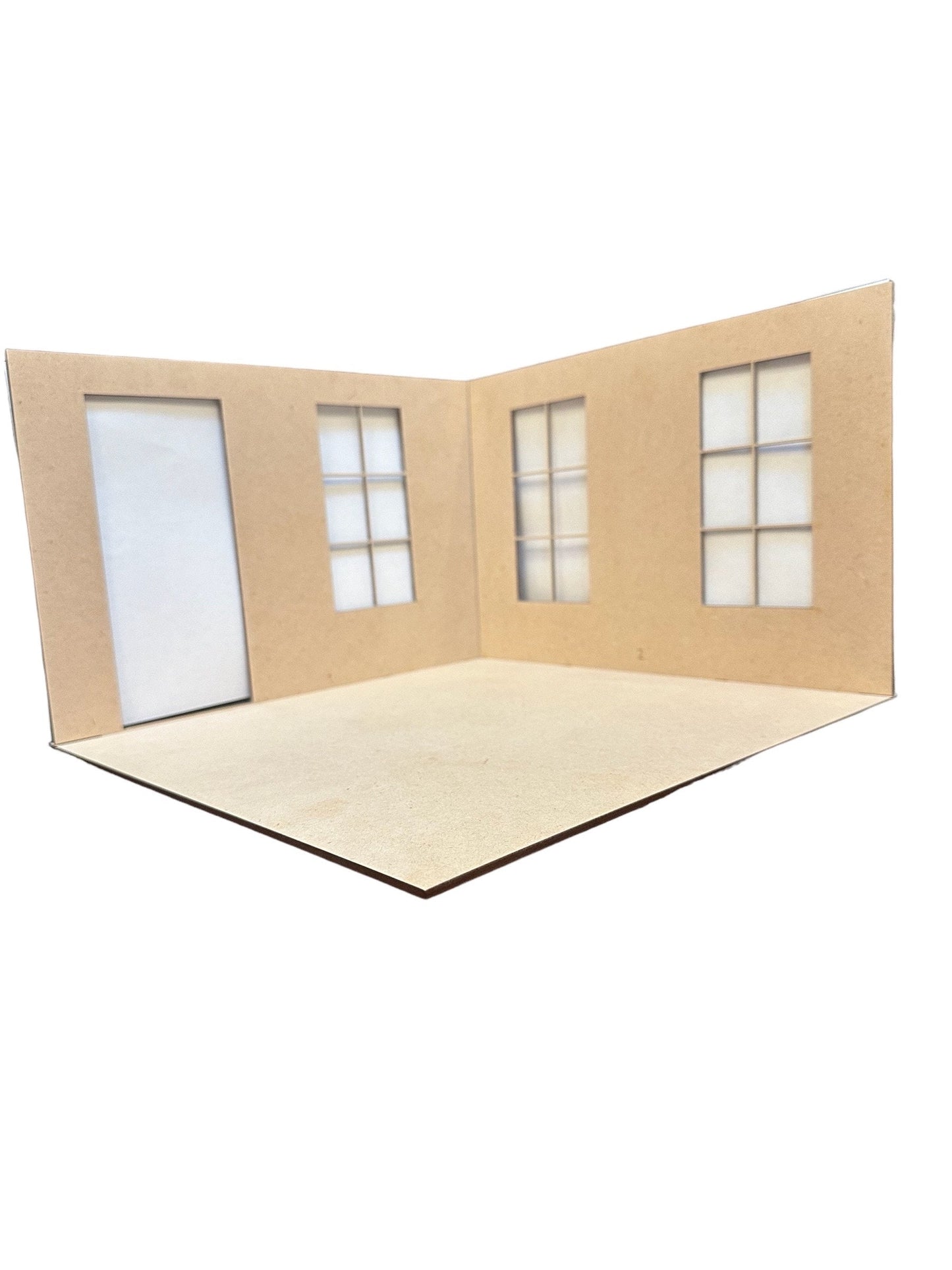 2 sided Room-box w/4 Windows| Dollhouse Miniature| Room Box | 1:12 Scale Miniature|Diorama Kit | 12W X 12D X 8 H
